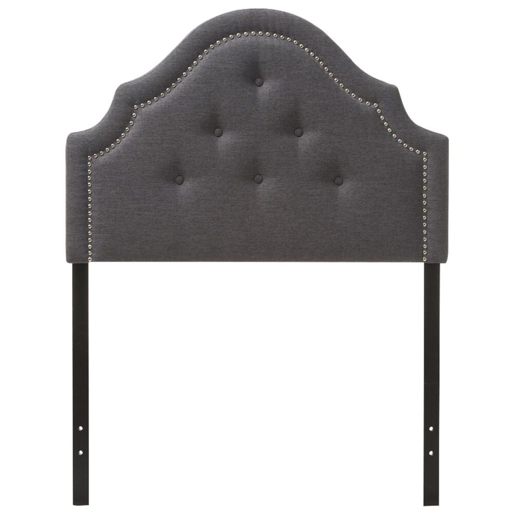 Baxton Studio Cora Twin Upholstered Headboard in Dark Grey, , large