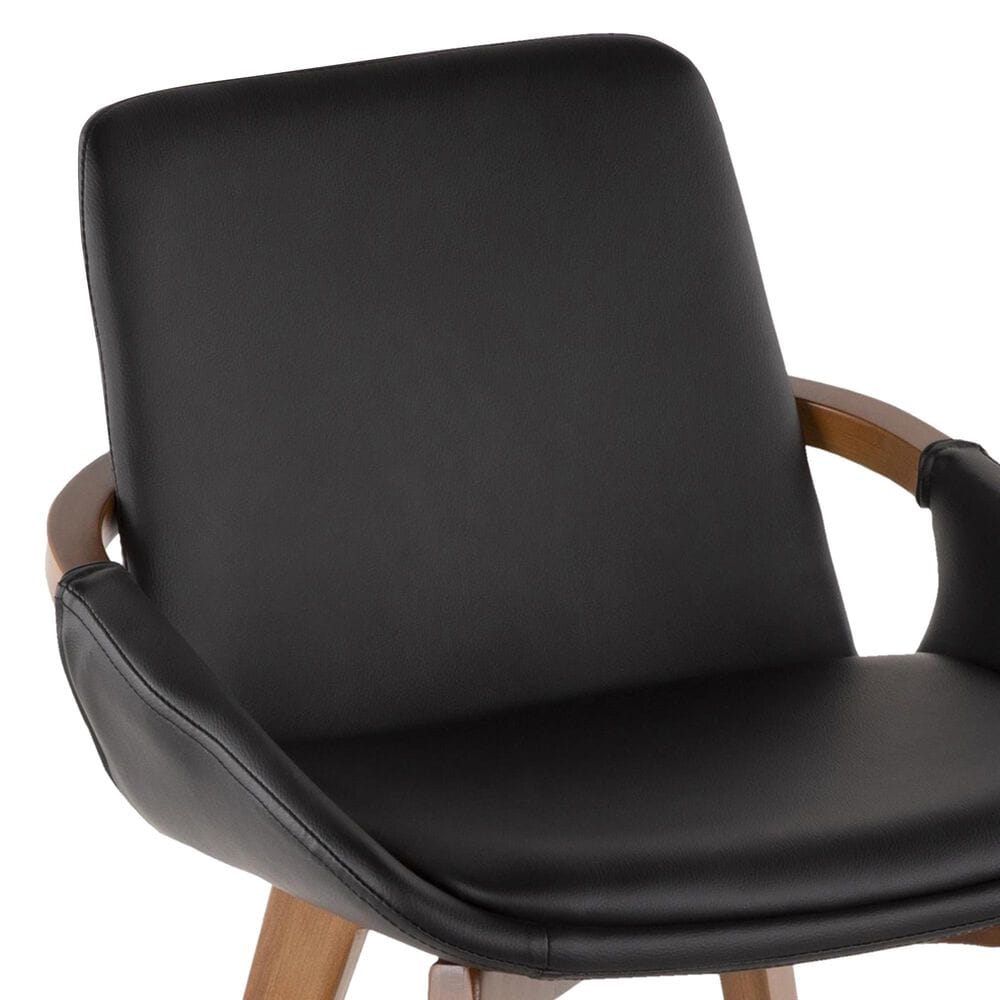 Lumisource Cosmo Arm Chair with Black Faux Leather Cushion in Walnut, , large