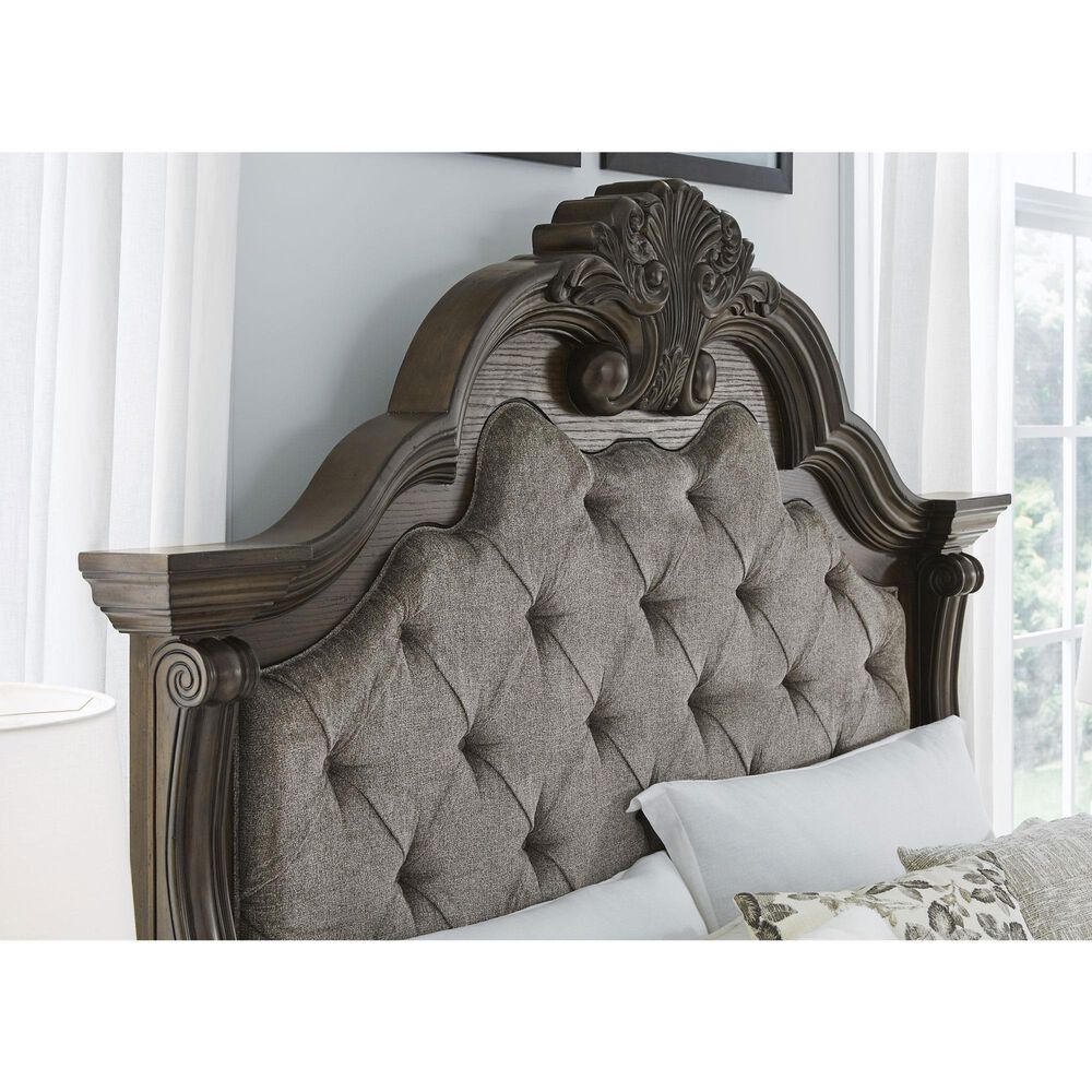 Millenium Queen Upholstered Bed in Dark Brown, , large