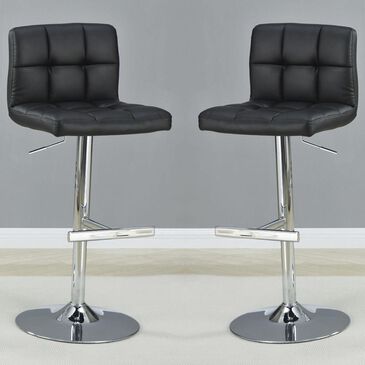 Pacific Landing Adjustable Barstool with Black Seat in Chrome - Set of 2, , large