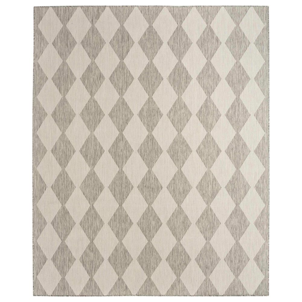 Nourison Positano Geometric Light Grey 5&#39; x 7&#39; Indoor/Outdoor Area Rug, , large