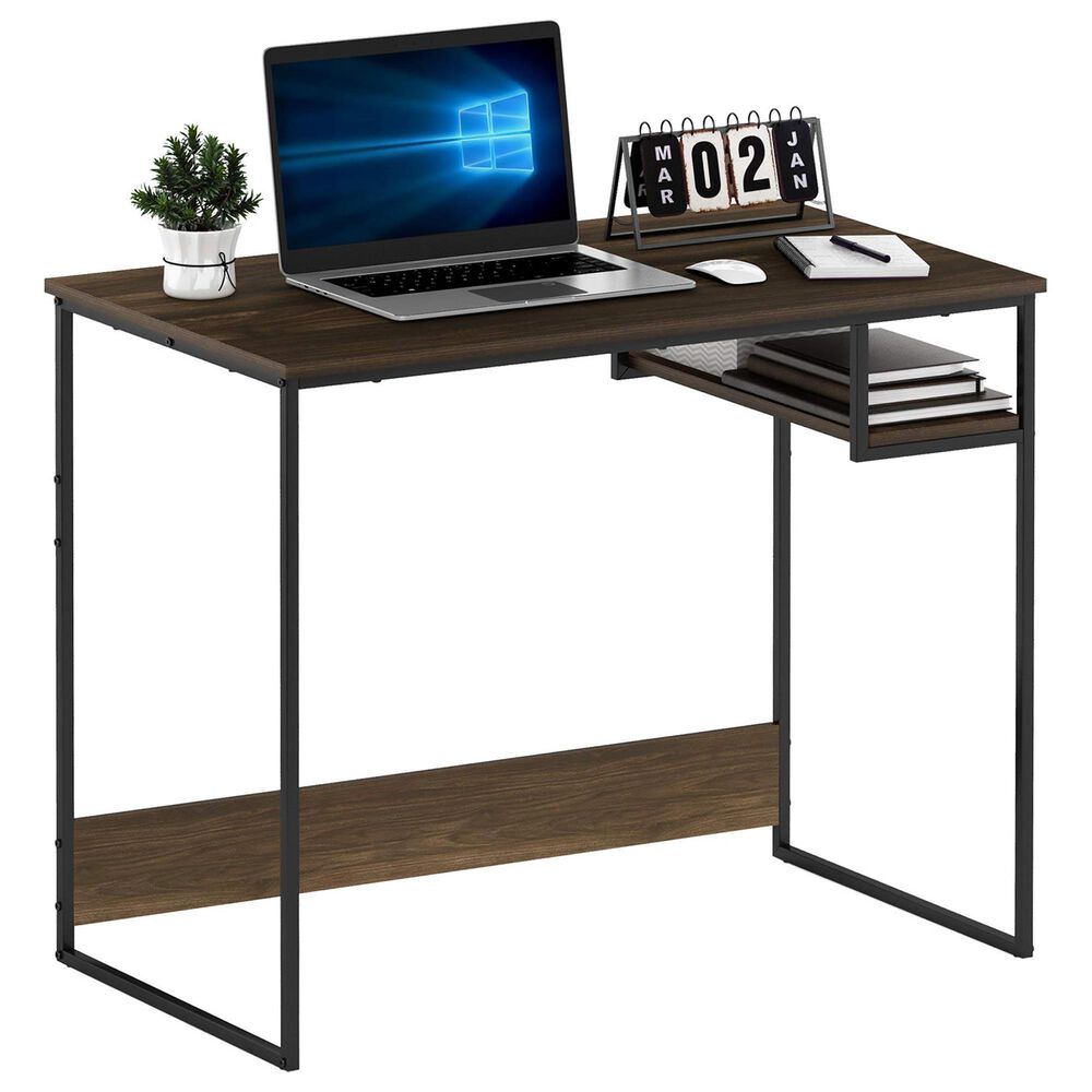 HOMLUX Moretti 35" Study Desk with Open Storage Space in Columbia Walnut, , large
