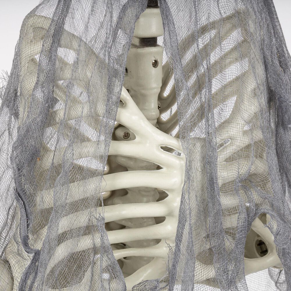 The Gerson Company Lighted Hanging Upside Down Skeleton in White, , large