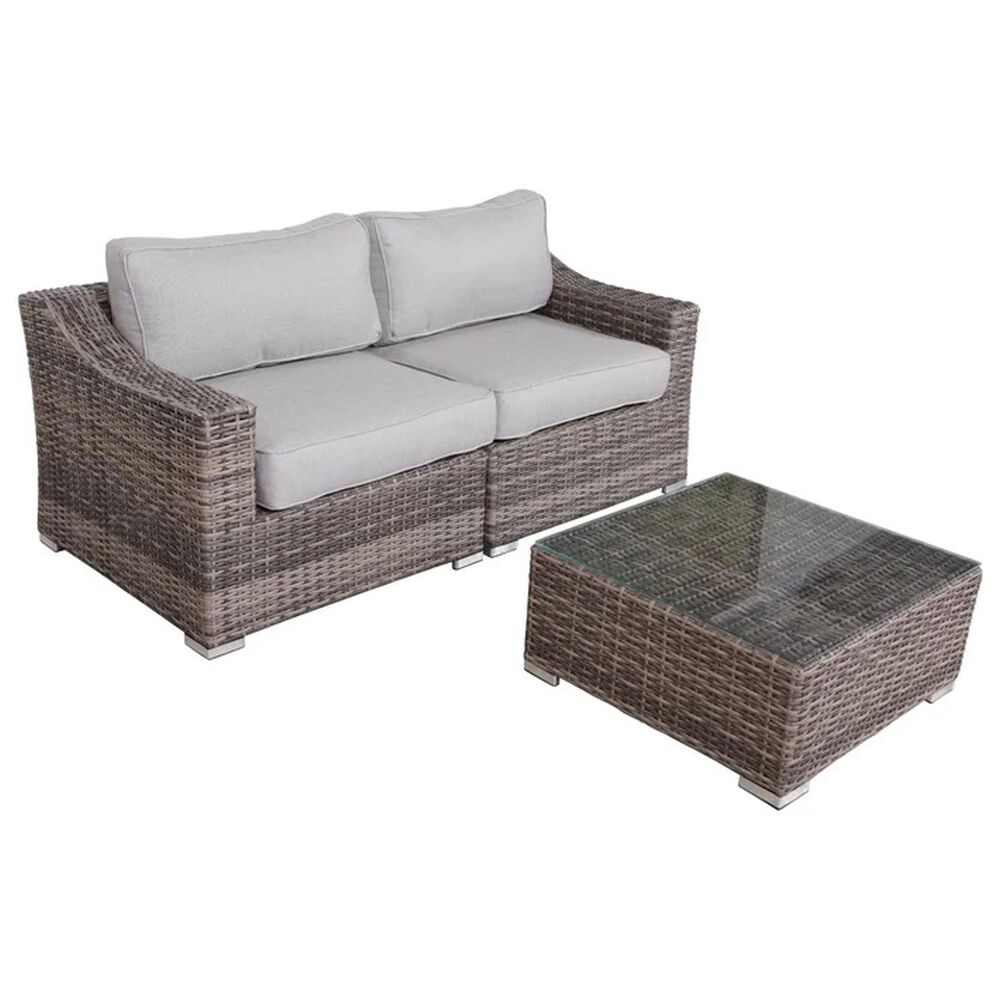 Hearth and Haven 2-piece Outdoor Wicker Conversation Set with Loveseat in Gray, , large