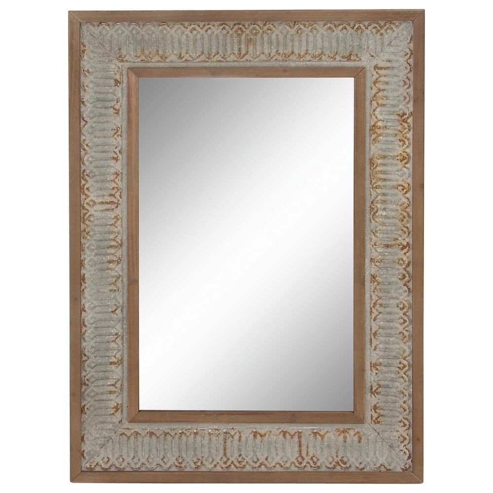 Maple and Jade 29&quot; x 39&quot; Wall Mirror in Distressed Grey and Brown, , large