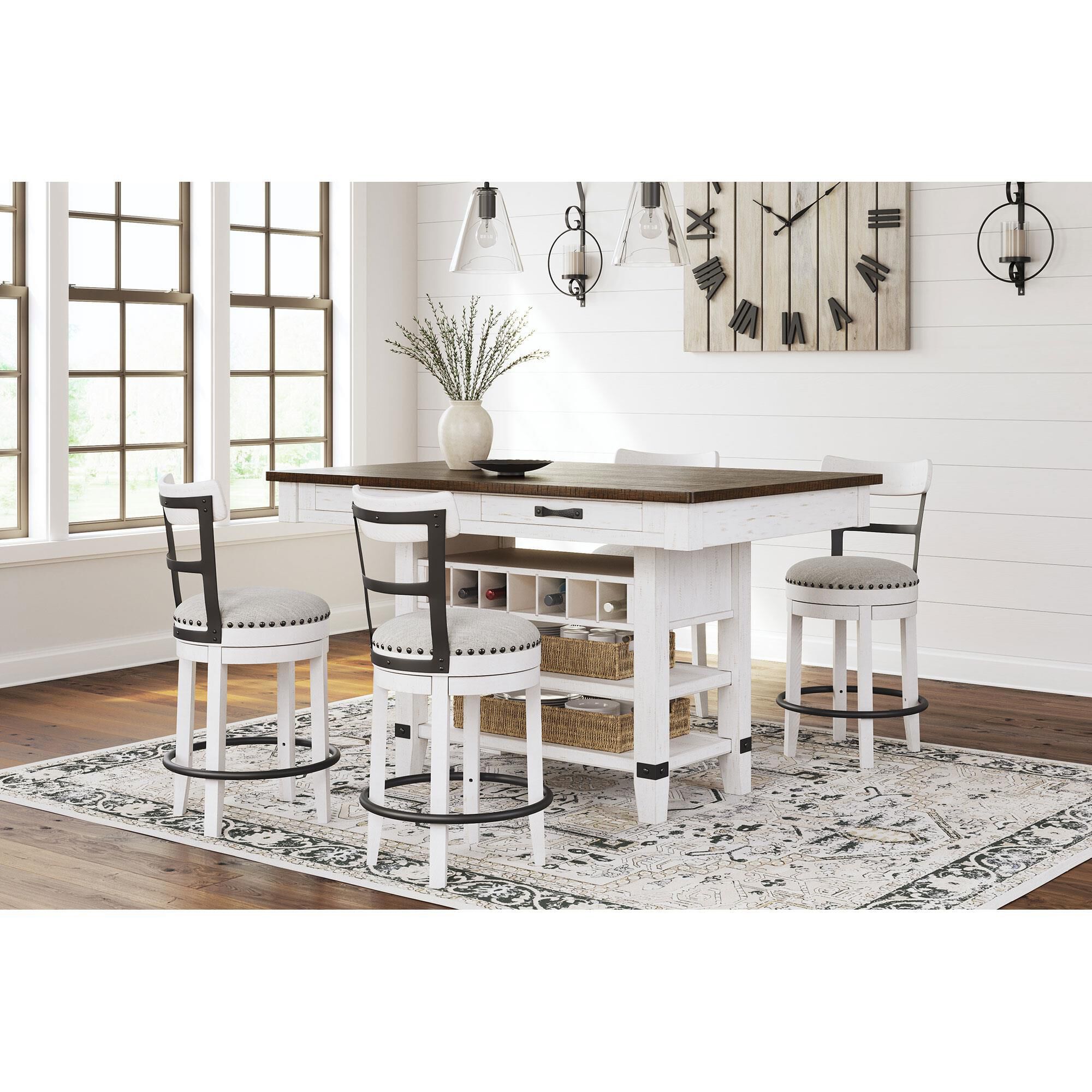Ashley furniture valebeck wood counter height dining table in white and brown deals