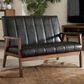 Baxton Studio Nikko Stationary Loveseat in Black, , large