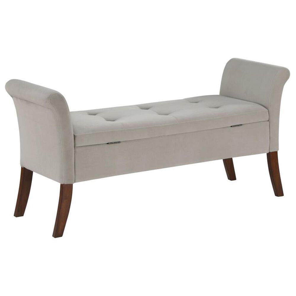 Pacific Landing Farrah Upholstered Rolled Arms Storage Bench Beige and Brown, , large