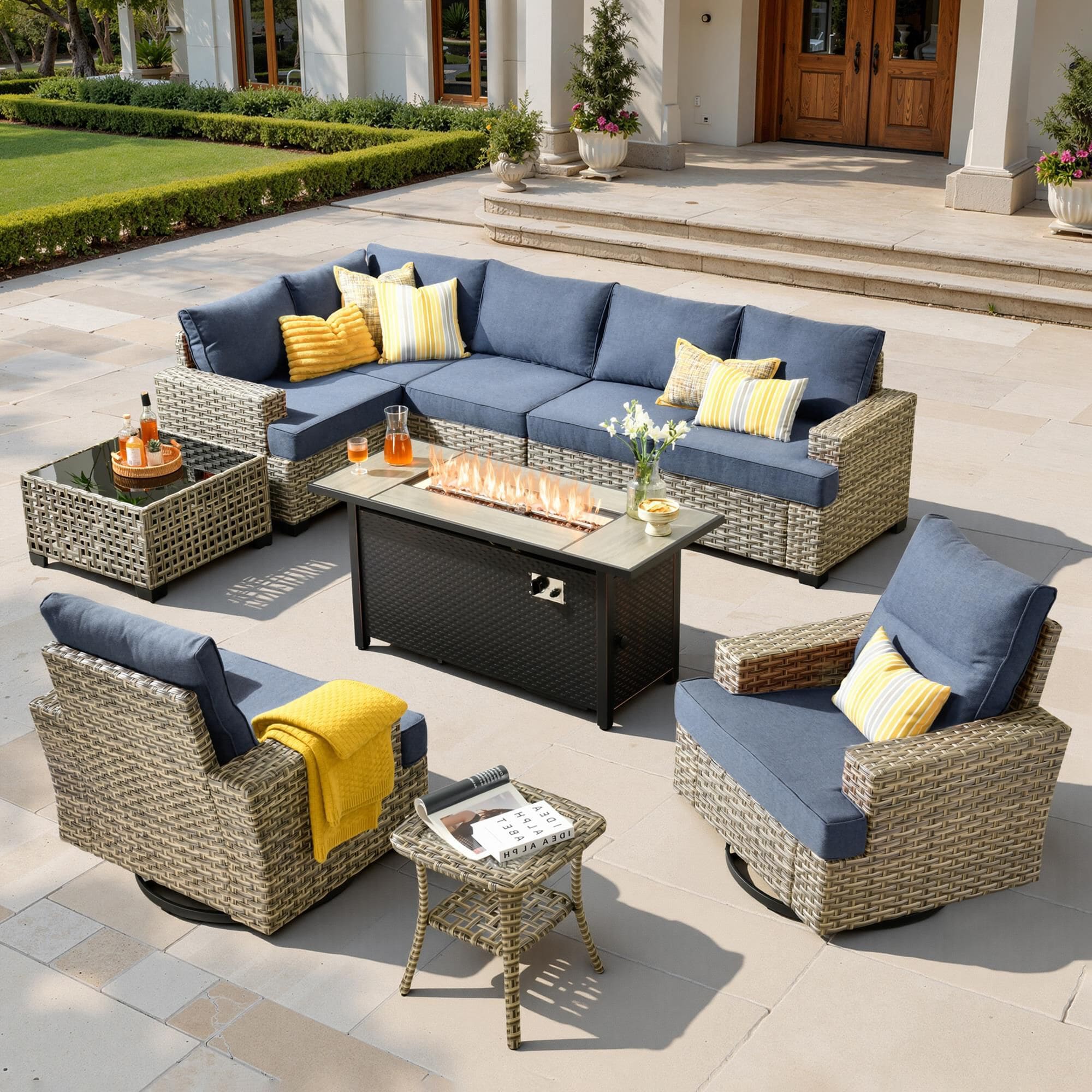 HOMLUX 10-Piece Patio Conversation Set with 54