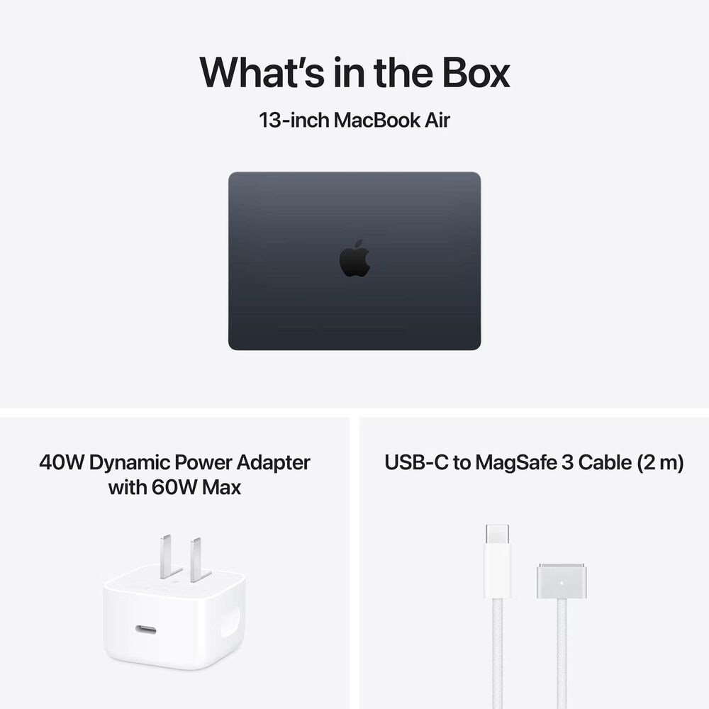 Apple 13" MacBook Air | Apple M5 Chip - 10-core CPU and 10-core GPU - 16GB RAM - 1TB SSD in Midnight with 3-Year AppleCare+, , large