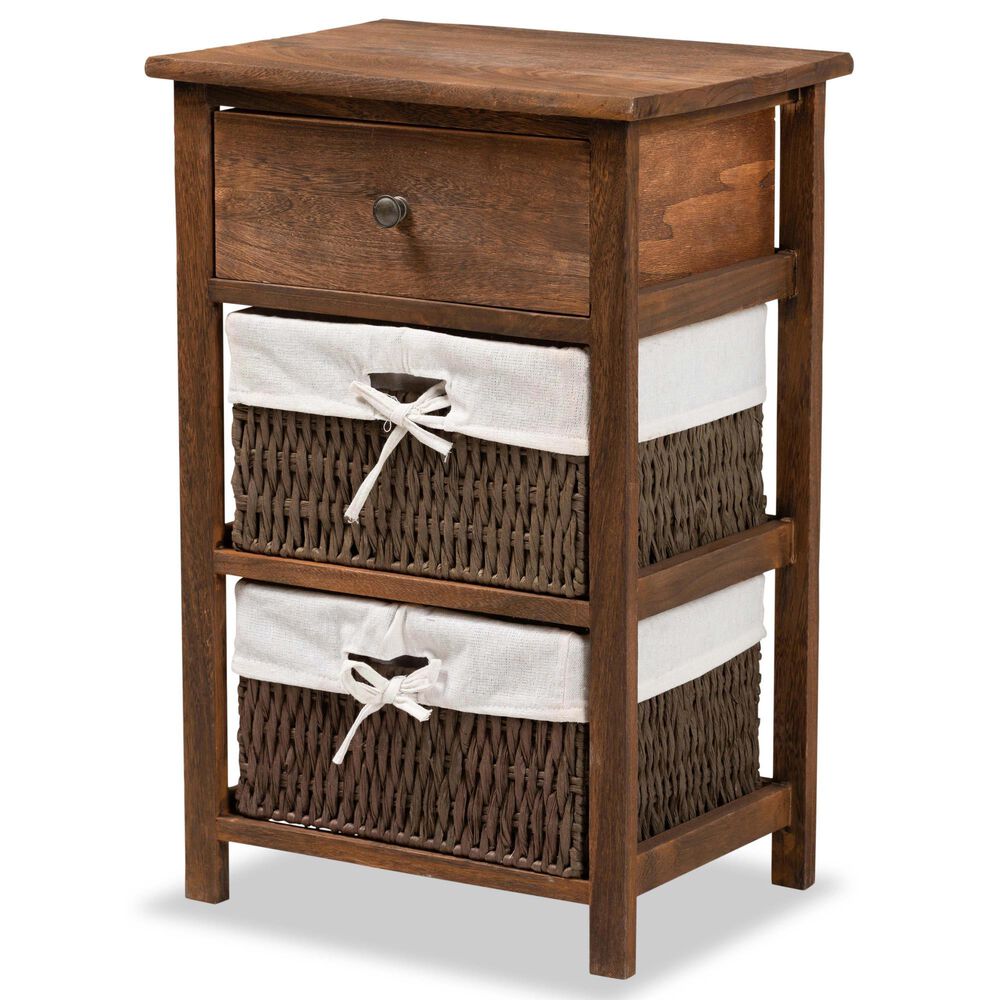 Baxton Studio Cade 1 Drawer Nightstand in Walnut Brown, , large