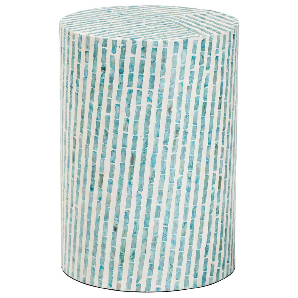 Baxton Studio Draven End Table in White and Blue, , large