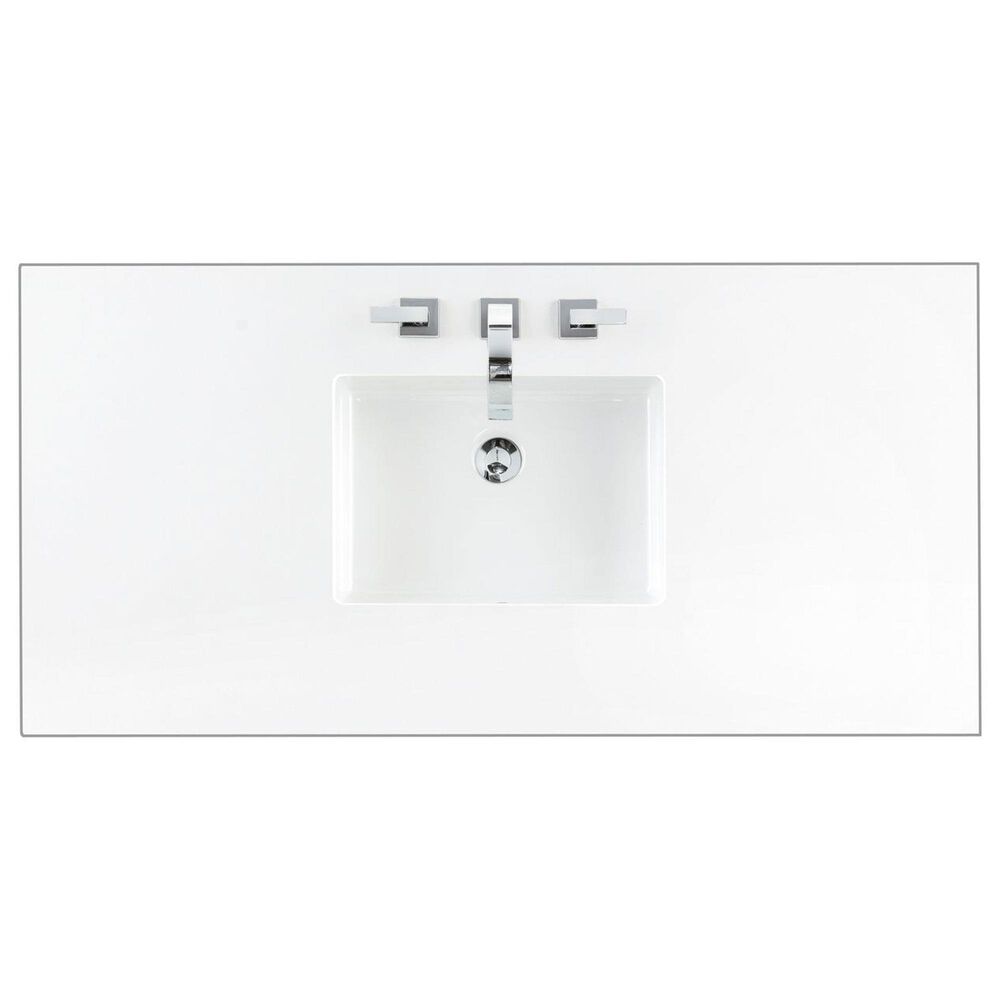 James Martin Vanities Breckenridge 60" Single Bathroom Vanity in Smokey Celadon with 3 cm White Zeus Quartz Top and Rectangular Sink, , large