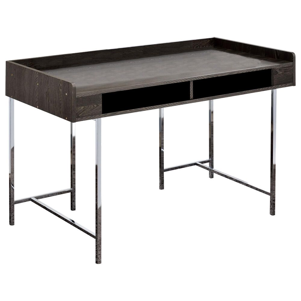 Furniture of America Webster Writing Desk in Brown/Chrome, , large