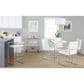 Lumisource Fuji Side Chair with White Velvet Cushion in Brushed Stainless Steel (Set of 2), , large