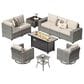 HOMLUX 10-Piece Outdoor Patio Wicker Sectional Furniture Set in Beige, , large