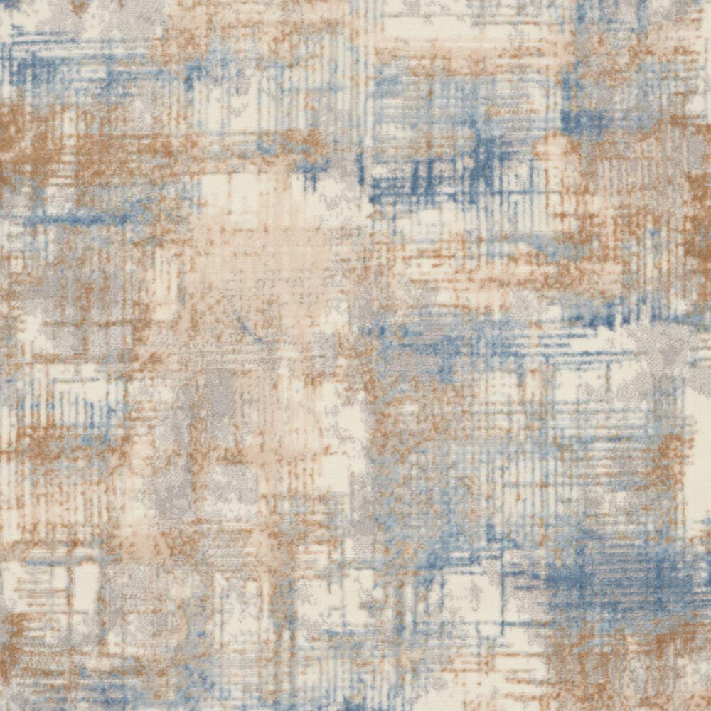 Nourison Rush 4&#39; Round Blue and Beige Area Rug, , large