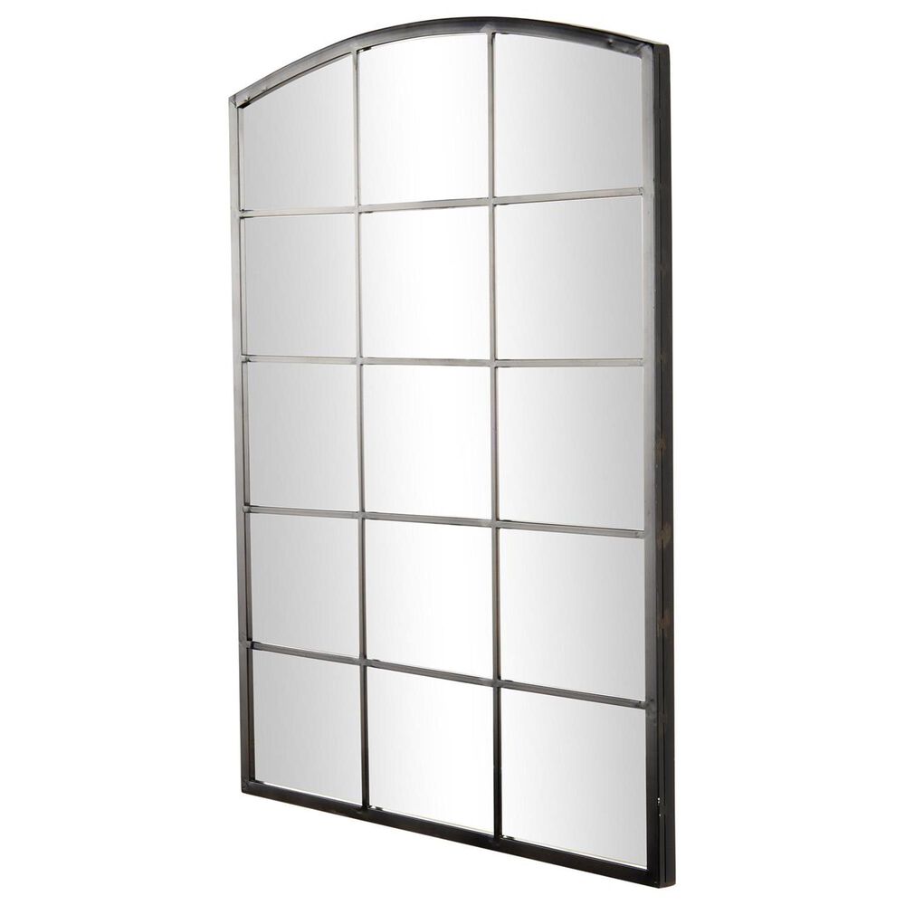 Maple and Jade 40&quot; x 30&quot; Metal Arched Window Pane Wall Mirror in Black, , large
