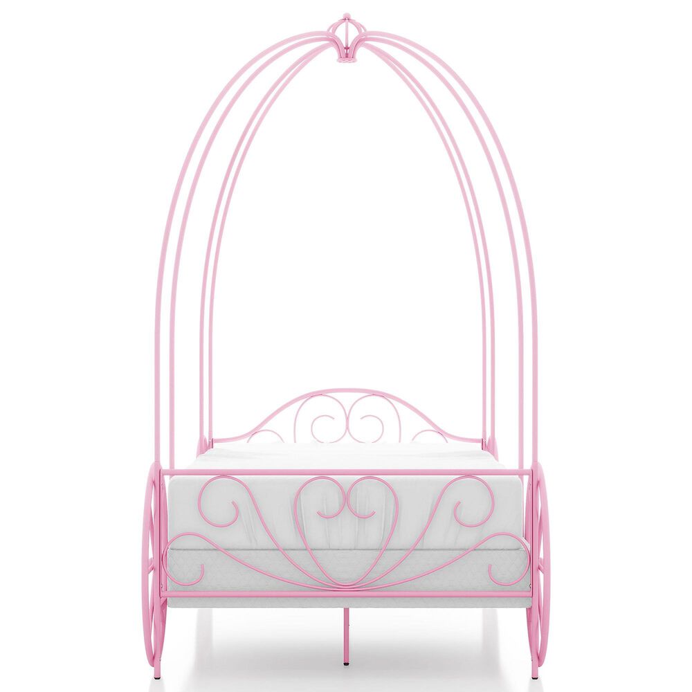 Furniture of America Carriage Twin Canopy Bed in Pink, , large