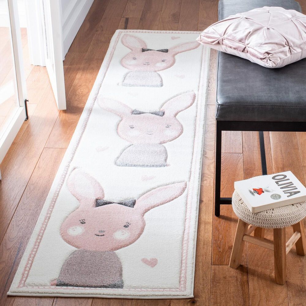 Safavieh Carousel CRK166 2&#39; x 8&#39; Ivory and Pink Kids Runner, , large