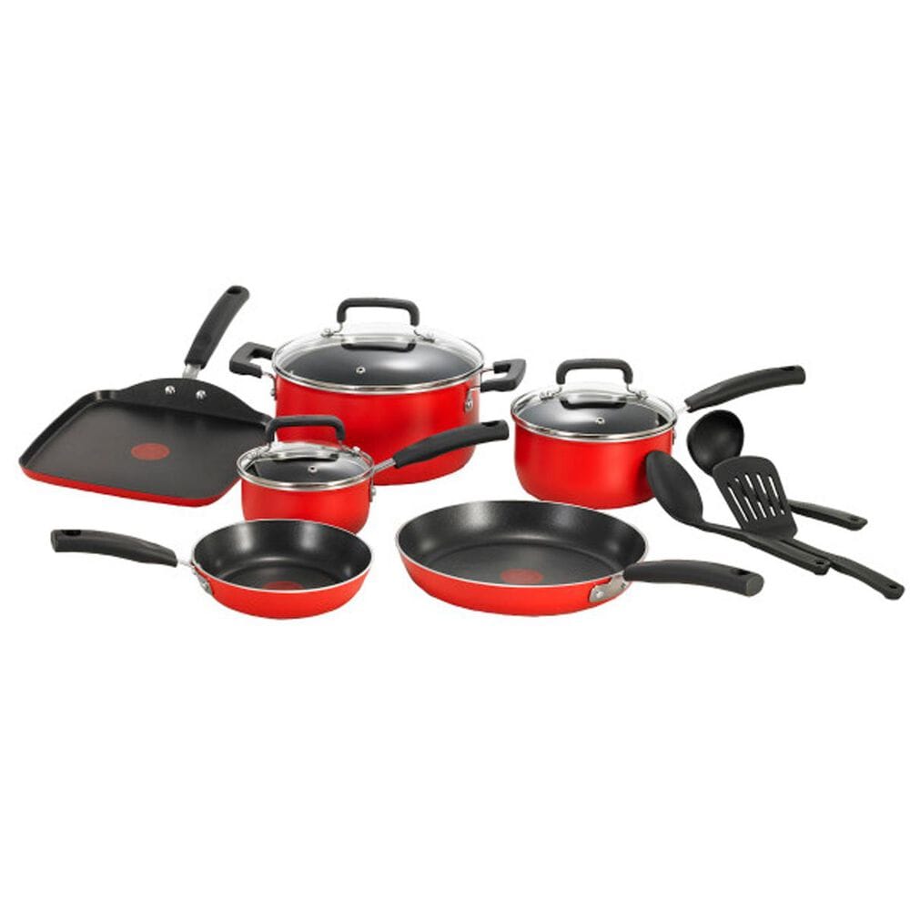 T-Fal Signature Nonstick 12pc Cookware Set Red, , large