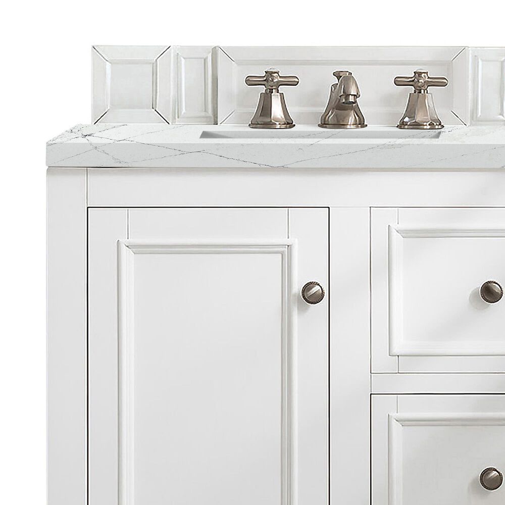 James Martin Vanities De Soto 30&quot; Single Bathroom Vanity in Bright White with 3 cm Ethereal Noctis Quartz Top and Rectangular Sink, , large