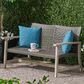 Hearth and Haven Hampton Outdoor Wicker Loveseat with Wooden Frame in Grey, , large