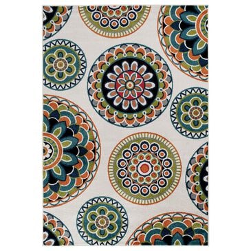Central Oriental Terrace Tropic Burnette 6"7" x 9"6" Snow and Multicolor Area Rug, , large