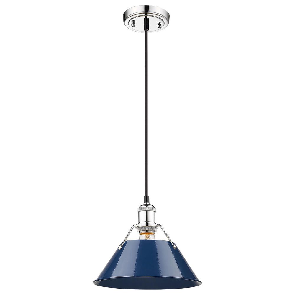 Golden Lighting Orwell 1-Light Medium Pendant with Matte Navy Shade in Chrome, , large