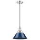Golden Lighting Orwell 1-Light Medium Pendant with Matte Navy Shade in Chrome, , large