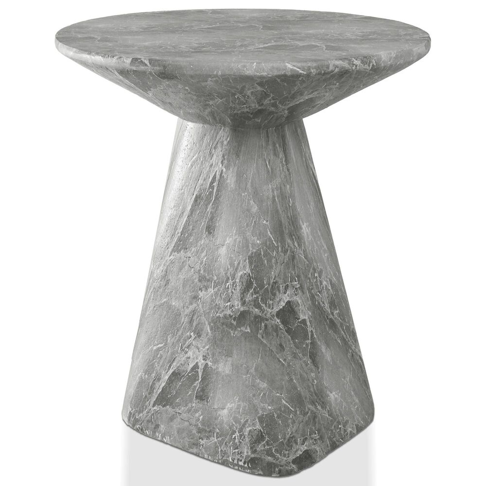 Furniture of America Karvyn 18" Marble Side Table in Gray, , large