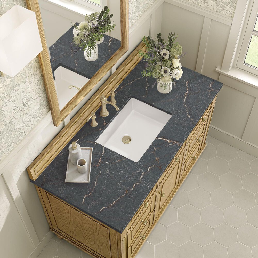 James Martin Vanities Lorelai 48&quot; Single Vanity in Light Natural Oak with 3 cm Parisien Bleu Quartz Top, , large