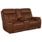 Bassett Benson Leather Power Reclining Console Loveseat in Tuscan Caf, , large