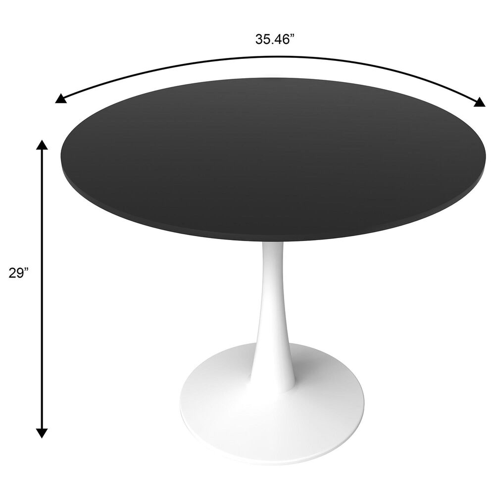 Leisuremod Leisuremod Bristol 35 round dining table White base with White Sintered stone Top, , large