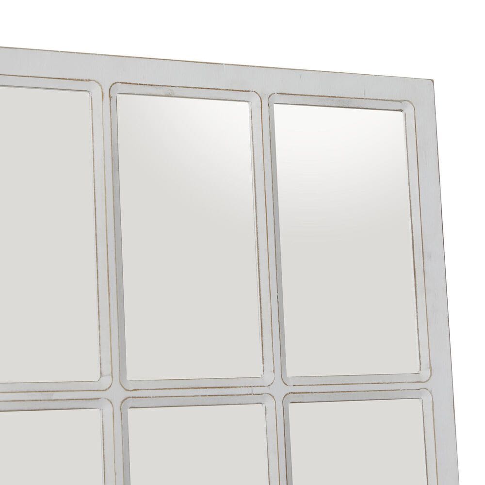 Maple and Jade 48&quot; x 22&quot; Window Pane Inspired Wall Mirror in Distressed White, , large