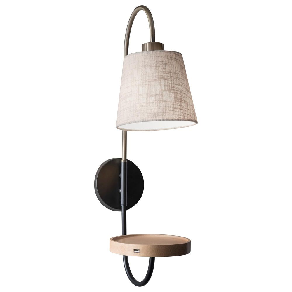 Adesso Jeffrey Wall Lamp in Black and Antique Brass, , large