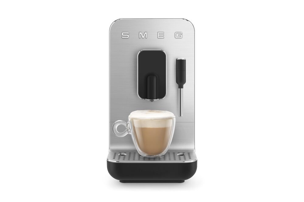 SMEG 47.34 Oz Automatic Coffee Machine with Steam Wand in Matte Black and Smoky Grey, , large