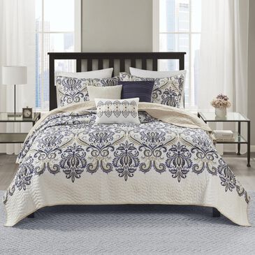 Hampton Park Cali 6-Piece Full/Queen Coverlet Set in Blue, , large
