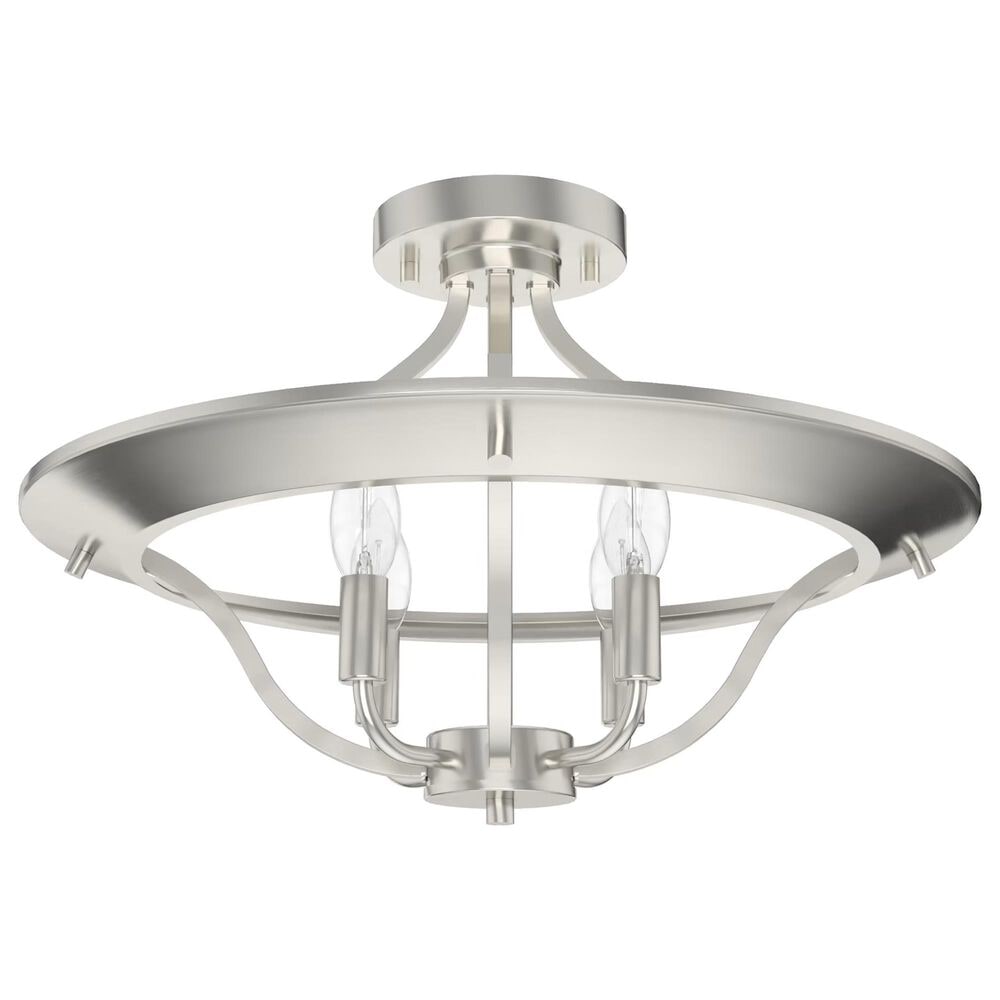Hunter Perch Point 4-Light Semi-Flush Mount in Brushed Nickel, , large