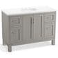 Kohler Quo 48" Single Bathroom Vanity in Mohair Grey with 3 cm Pure White Quartz Top and Oval Sink, , large