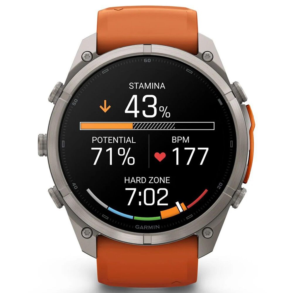Garmin fenix 9 Pro inReach Smartwatch 51mm Titanium with Autumn Orange and Spark Orange Silicone Band, , large