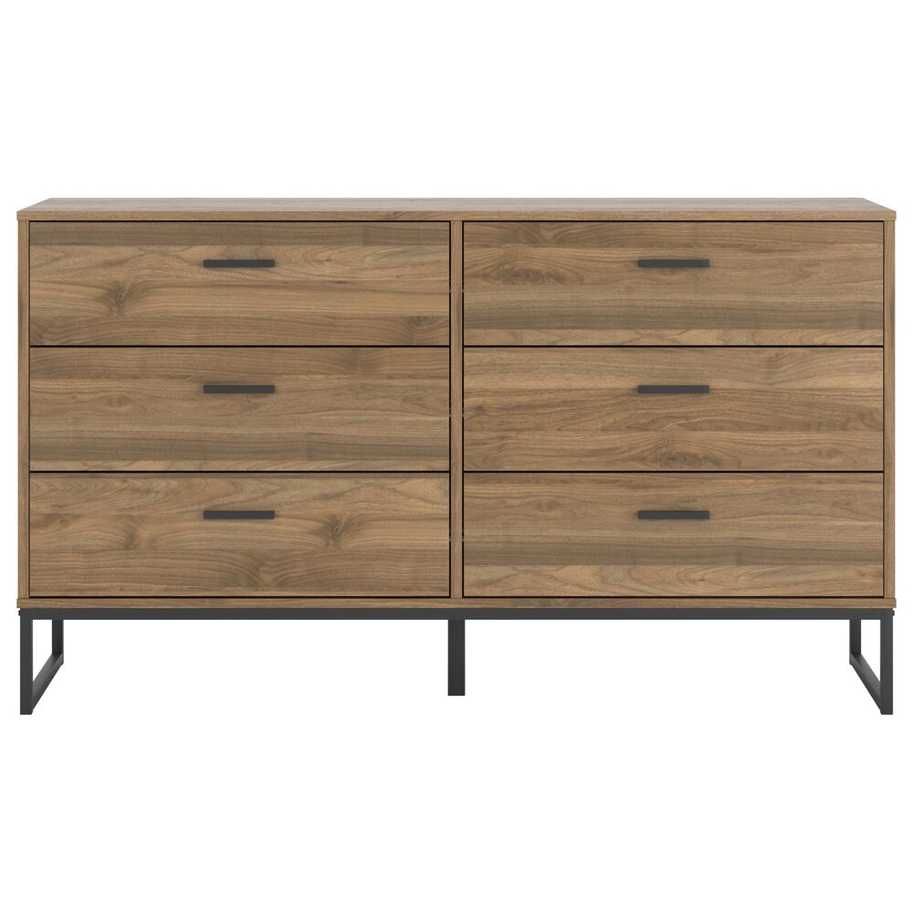 Ashley Deanlow 6-Drawer Dresser in Honey Brown and Dark Pewter, , large