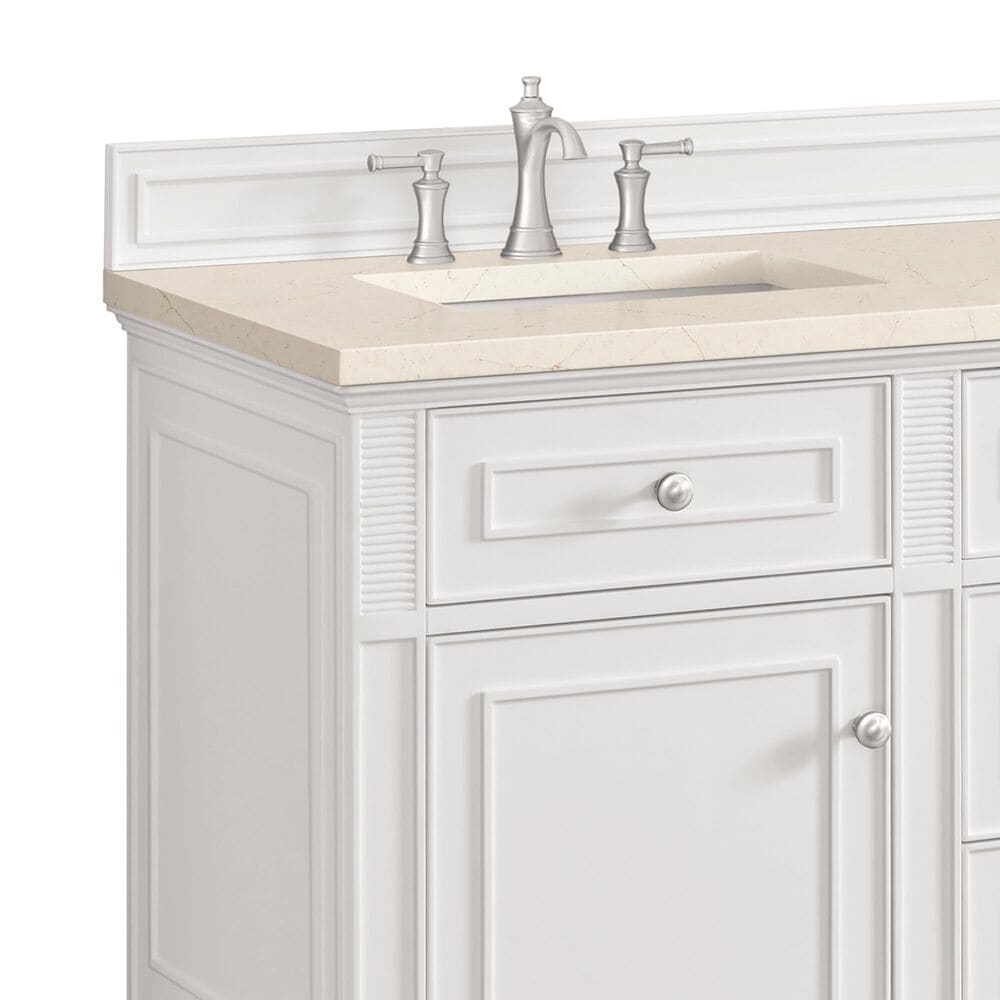 James Martin Vanities Lorelai 60&quot; Double Vanity in Bright White with 3 cm Eternal Marfil Quartz Top, , large