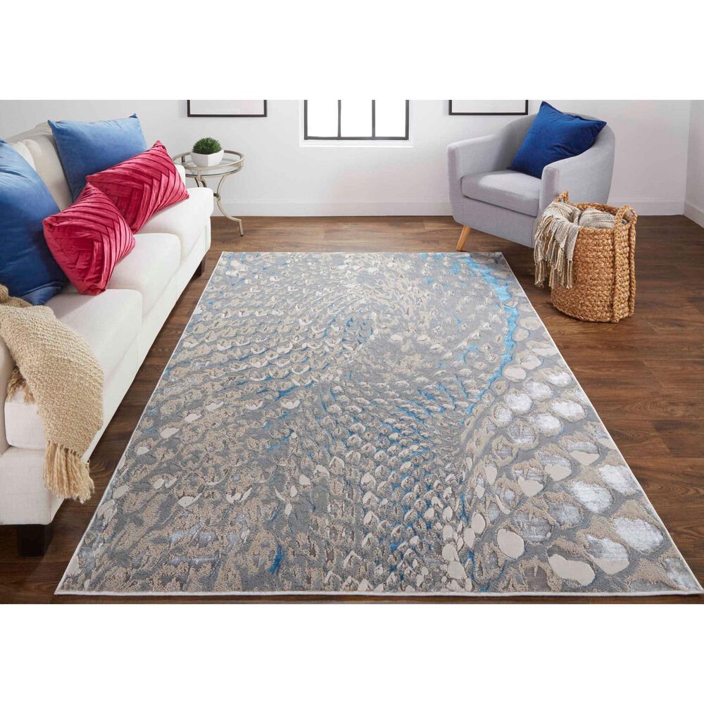 Feizy Azure 6&#39;7&quot; x 9&#39;6&quot; Blue and Silver Area Rug, , large