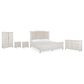 Nicolette Home Willowbrook King Panel Bed with Upholstered Headboard with Dresser, Chest, and Two Nightstands in Egg Shell White, , large
