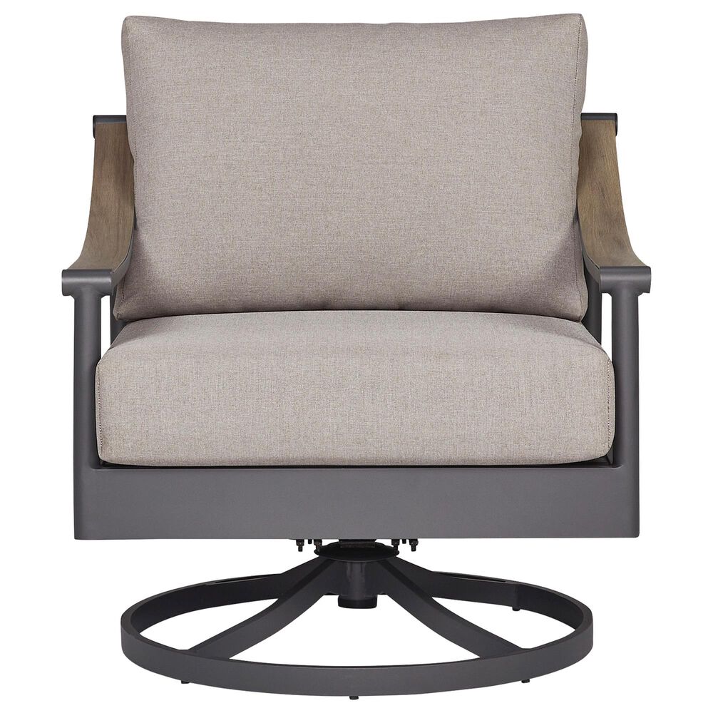 Ashley Ocean Beach Patio Swivel Rocker Lounge Chair with Cushion in Gray, , large
