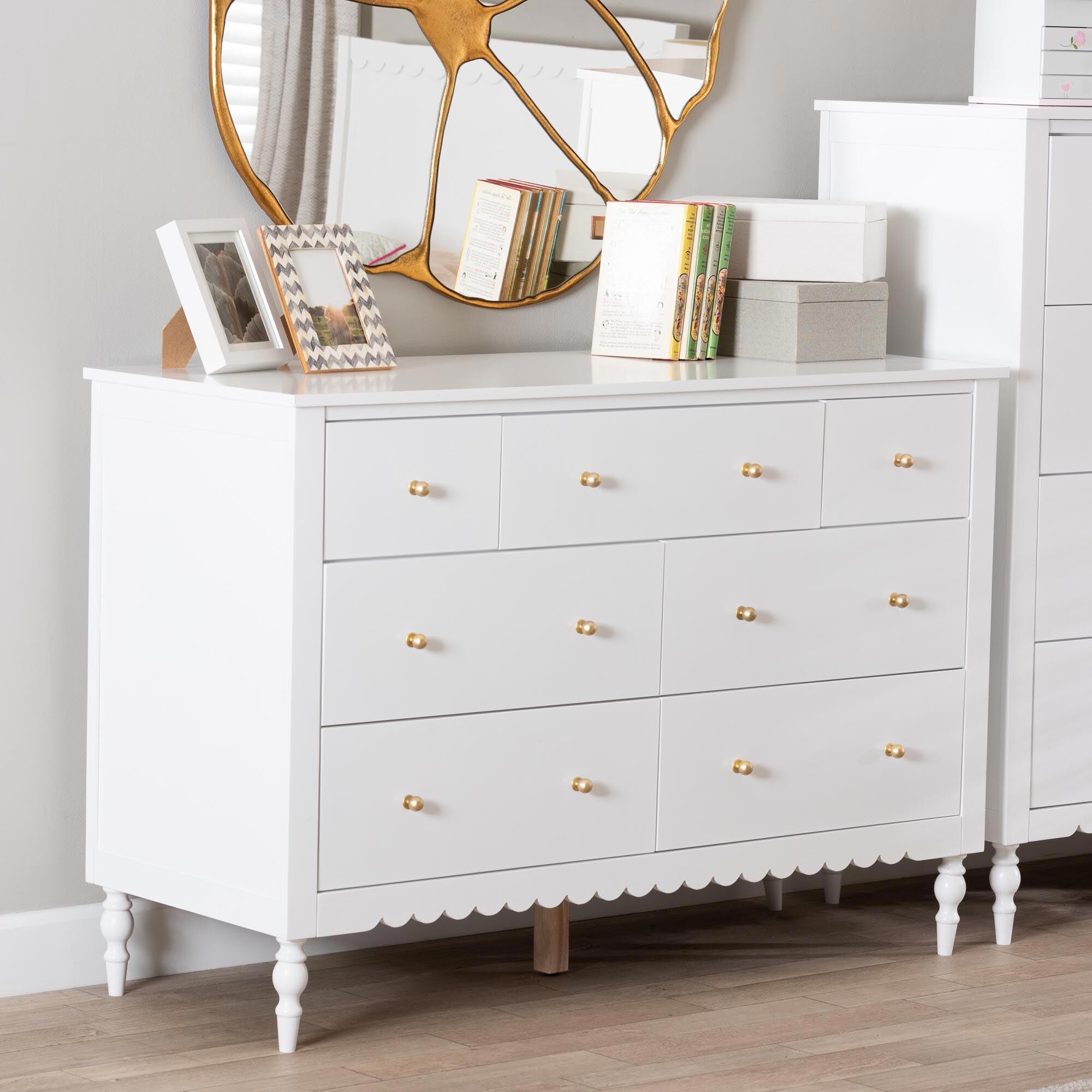 LUDLOWラドローGINAブラウスdrawerセブンテンfoxey Baxton Studio Roni 7-Drawer Dresser in White