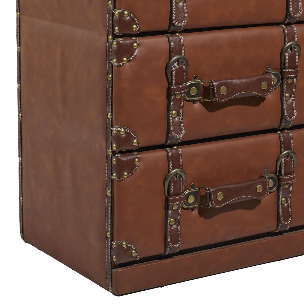 Maple and Jade 6-Drawer Room Chest with Buckle and Strap Details in Brown, , large