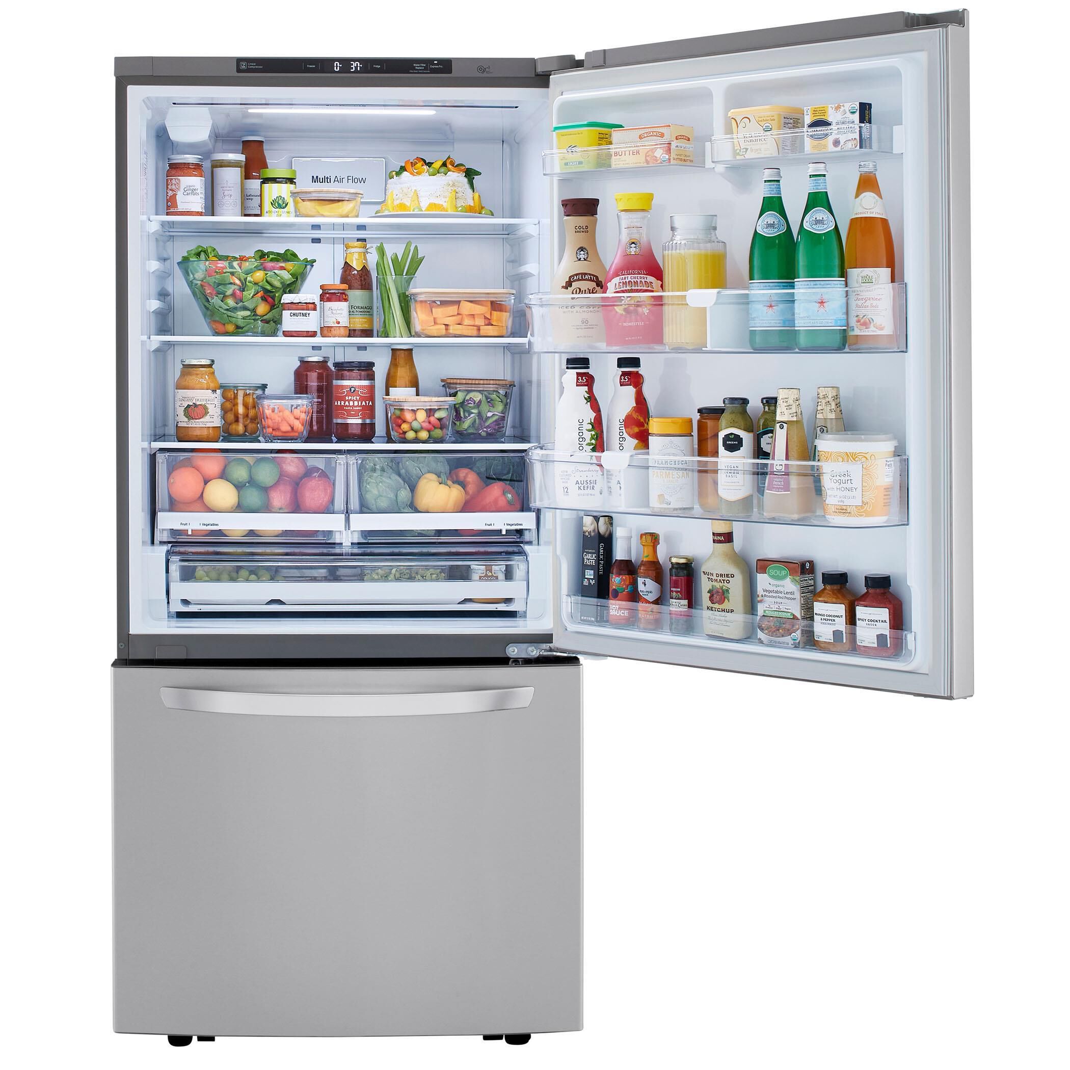 LG 26 Cu. Ft. Bottom Freezer Refrigerator in Stainless Steel NFM