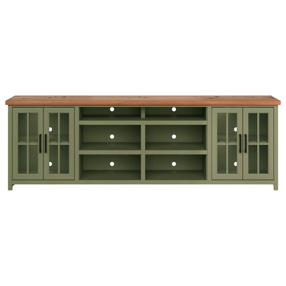 Legends Home Vineyard 96" TV Stand Console in Sage Green and Fruitwood, , large